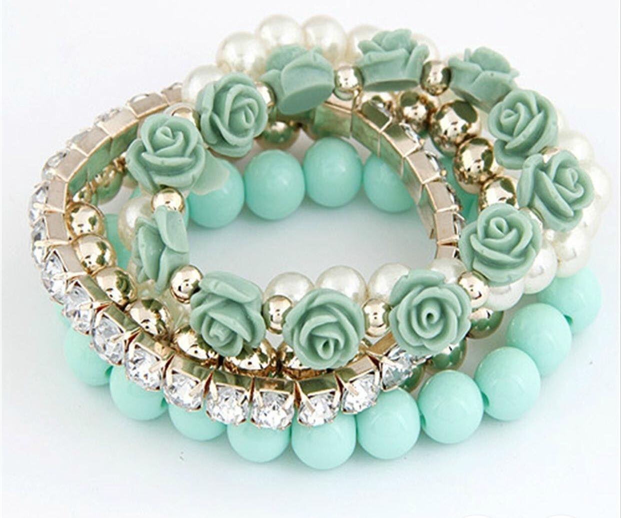 Blooming Quad Stacked  Bracelets
