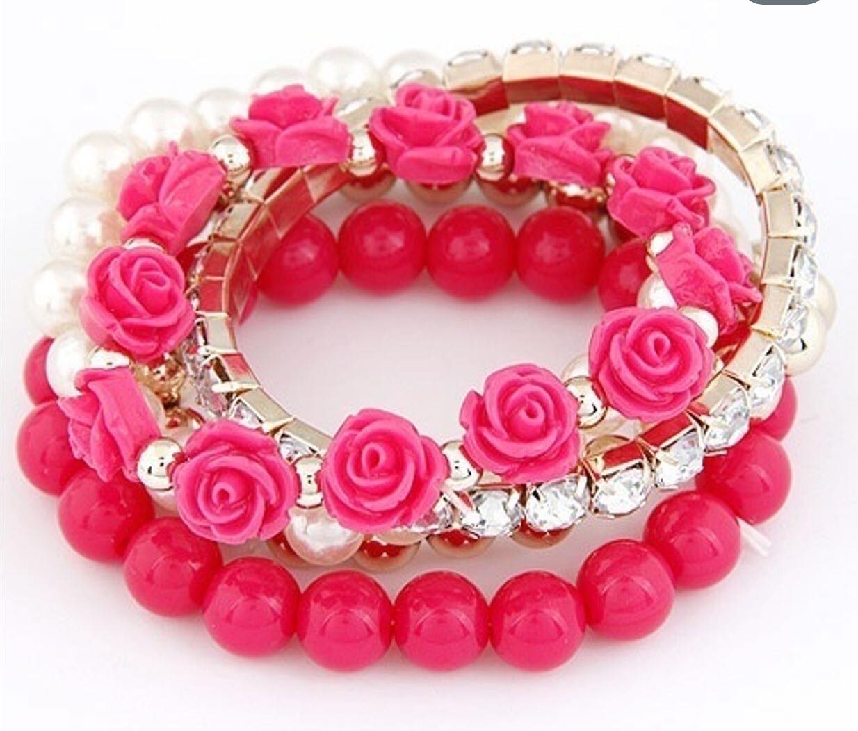 Blooming Quad Stacked  Bracelets